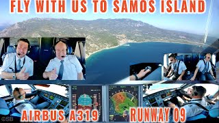 Samos🇬🇷 (SMI) | Beautiful approach to a very special airport | Airbus Pilots + Cockpit + Instruments