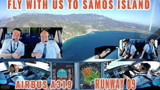 Samos🇬🇷 (SMI) | Beautiful approach to a very special airport | Airbus Pilots + Cockpit + Instruments