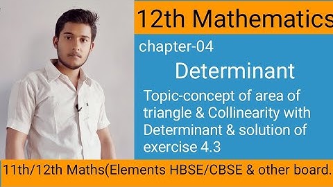Elements Class 12th Maths Area of triangle & Collinearity with Determinant in Hindi Exercise 4.3