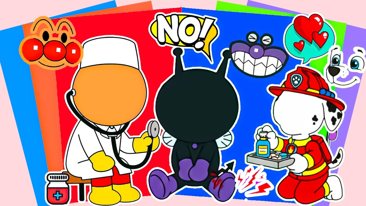 アンパンマン先生とびょういんごっこ🏥🩺みんなをやさしくちりょうしよう💖ほっこりストーリー✨Satisfying Sticker Hospital with Anpanman!