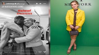 White Lotus Star Haley Lu Richardson Sports Sunny Yellow Skirt Suit and Leopard Print at NYFW