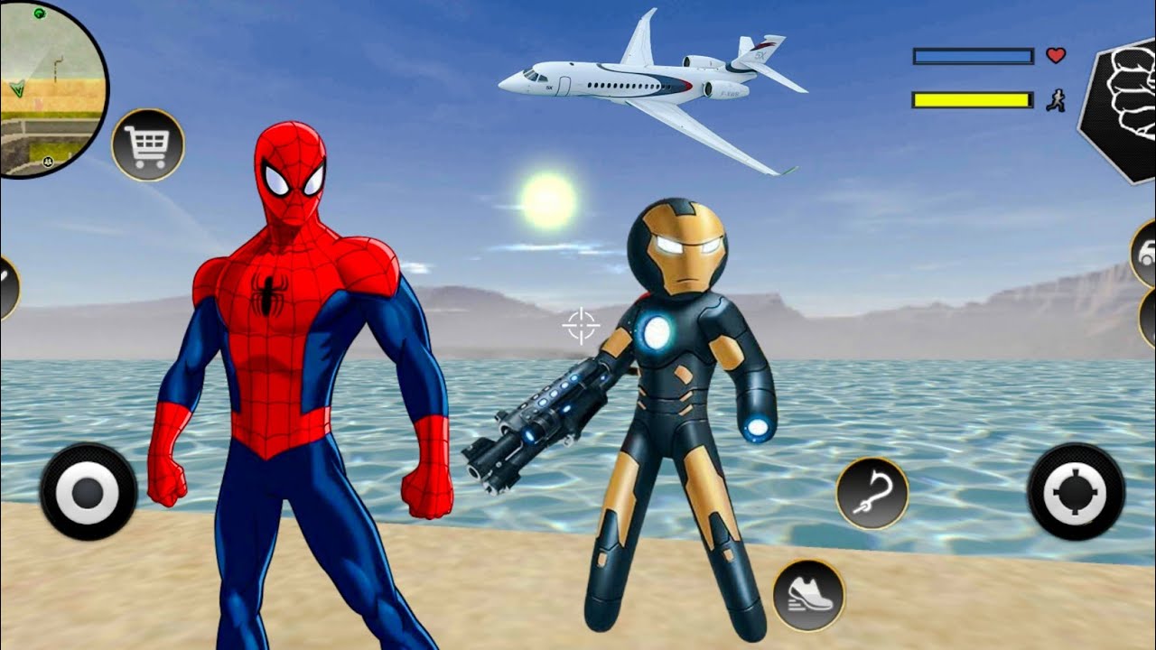 Black Iron Stickman Rope Hero Crime Gangster Android Gameplay HD