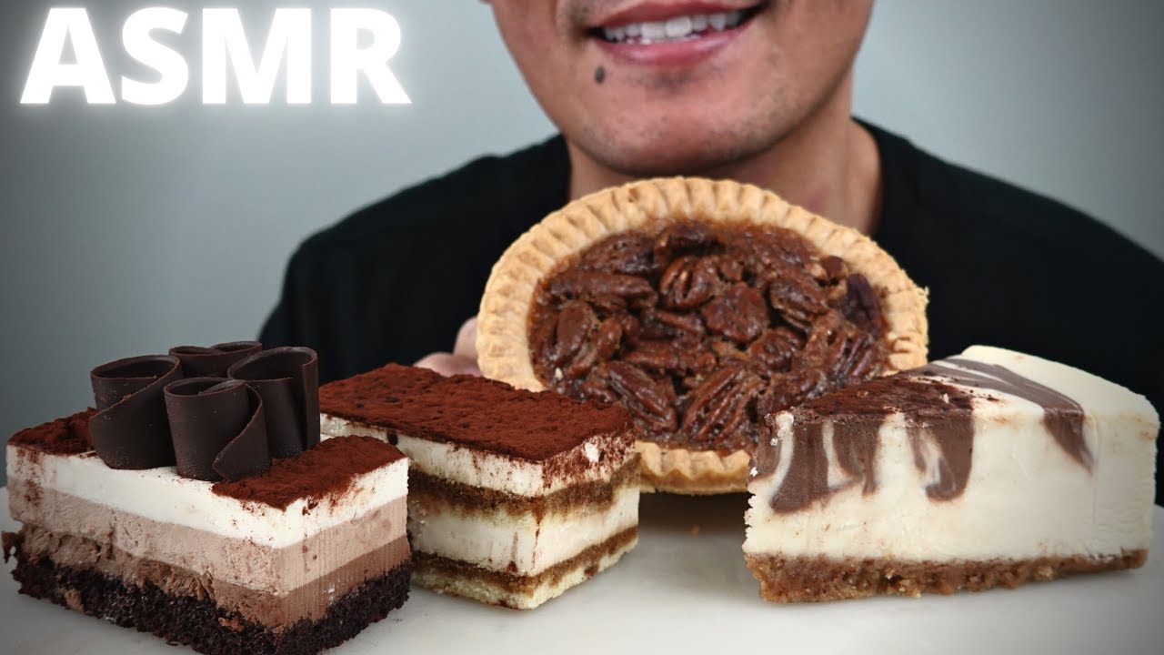 ASMR | Pecan Pie + Marble Cheesecake + Tiramisu + Chocolate Mousse Cake | The Hangry Mole