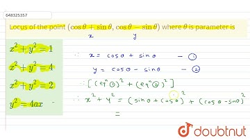Locus of the point (cos theta +sin theta, cos theta - sin theta) where theta is parameter is  | ...