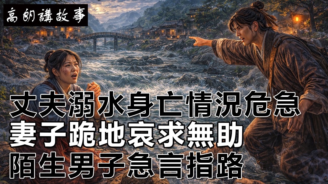 民間故事：丈夫溺水身亡情況危急，妻子跪地哀求無助，陌生男子急言指路｜高朗講故事