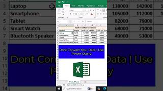 Don't covert your data Use power query ❗❗ #shorts #ytshorts #youtubeshorts #youtube