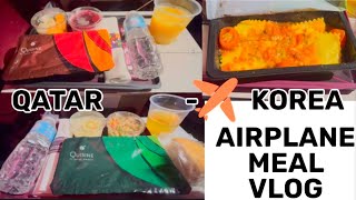 WHAT DID I EAT  ON THE PLANE FROM QATAR TO KOREA ECONOMY CLASS QATAR AIRWAYS  #foodblog #travelvlog