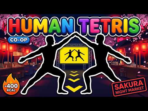 HUMAN TETRIS 2 Player Co-op | Sakura Market 🏮 | Immersive Interactive Warm-Up | -400 kcal
