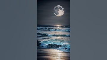 Free Stock Videos - AI animation - a moonlit seashore, waves crashing