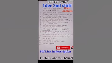 SSC CGL 1 Dec 2nd Shift Analysis |SSC CGL Exam Analysis 2022 | 1dec shift2 Questions #shorts #ssccgl