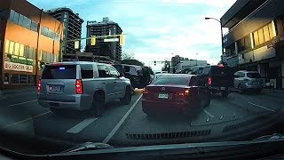 Vancouver Police Uses Flash Bang Smoke Grenades in Take Down - 2 Dashcam Angles