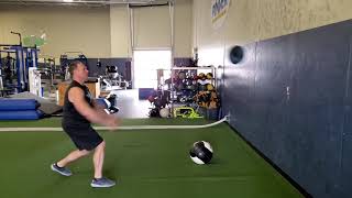 Medicine Ball Chest Throw Against Wall With A Step Optional Split Stance