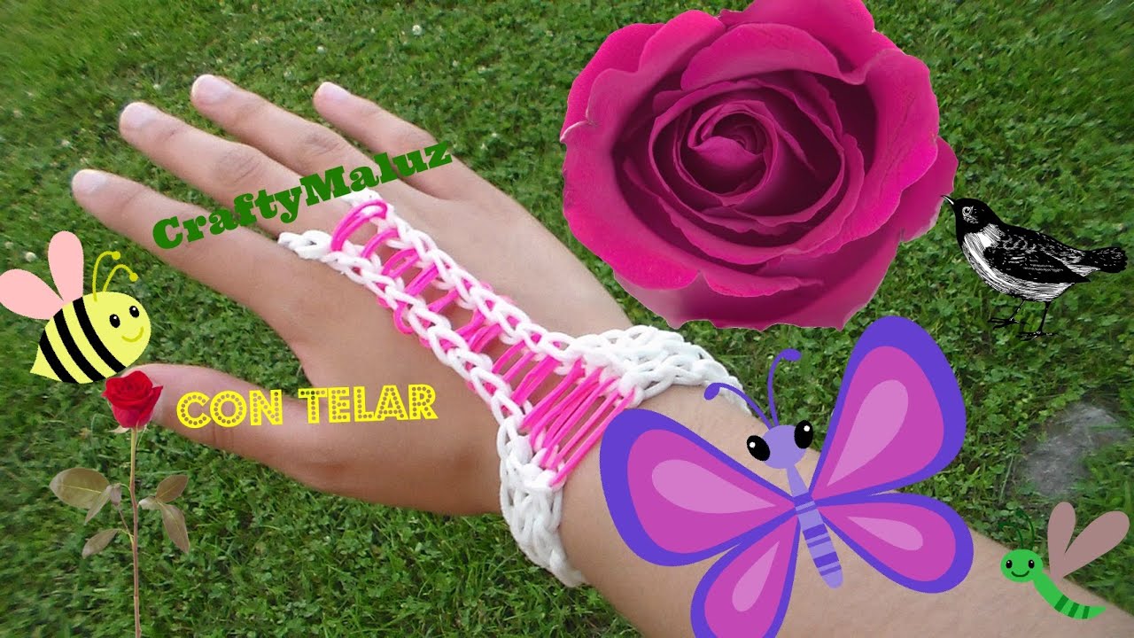 Tutorial: Pulsera con anillo de gomitas accesorio para la mano// Rainbow loom Hand Accessory