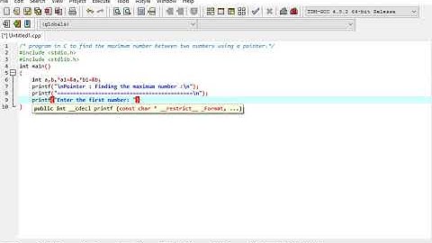 program in C to find the maximum number between two numbers using a pointer