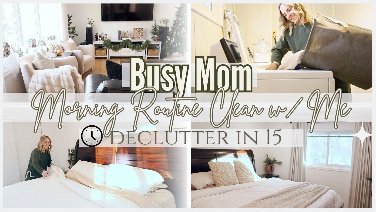 NEW! BUSY MOM Morning Routine & Messy House Clean with Me | Declutter ...