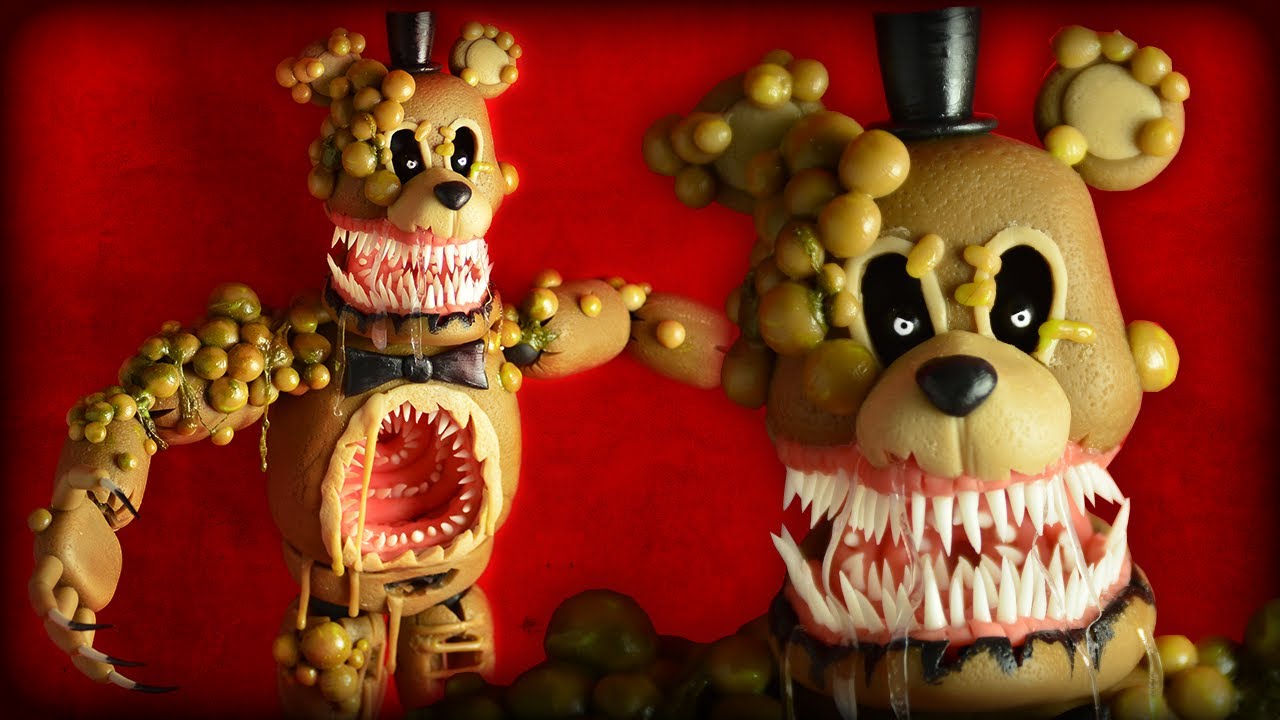 Caixinhas acrílicas decoradas do jogo Five Nights at Freddy's (FNAF):  Freddy, Golden Freddy, Bonnie…