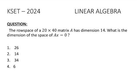 KSET - 2024 || MATHEMATICAL SCIENCE|| SOLUTIONS