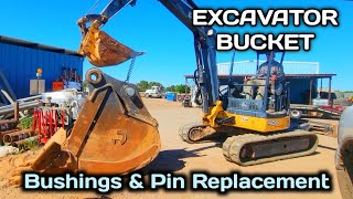 EXCAVATOR BUCKET BUSHINGS AND PIN REPLACEMENT!