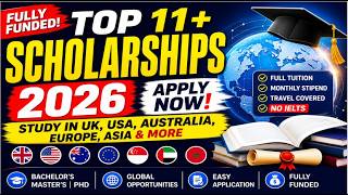 Top Fully Funded Scholarships 2026 | No IELTS | Study Abroad in UK, USA, Australia & Europe