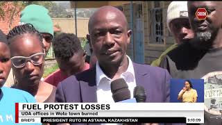 A police officer loses his firearm in Makueni during fuel price hike protests