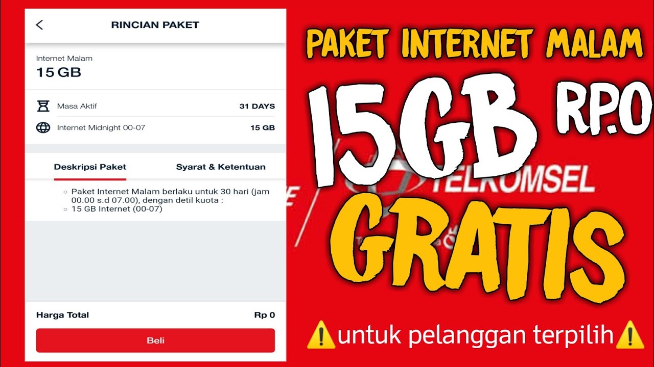 Paket Murah telkomsel 15Gb Gratis | Paket internet malam - YouTube