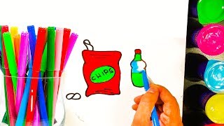 CHIPS vs DRINK Coloring Pages for Children