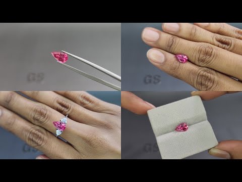 Ярко-розовая шпинель Махенге в огранке груша 1,53 карат, Танзания   Видео  № 1