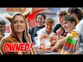 Teens eat nuggets in front of angry vegan