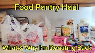 Food bank pantry Haul thrifting groceries making me sick bioengineered GMO why need it donating back