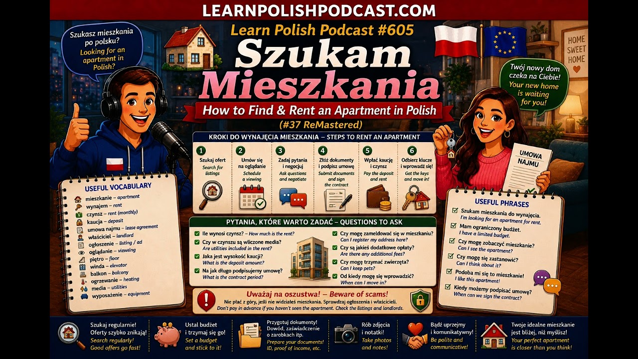 #605 Szukam Mieszkania - How to Find & Rent an Apartment in Polish (#37 ReMastered)