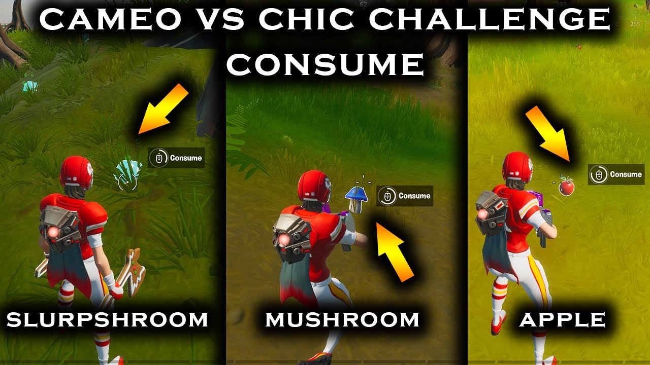 Fortnite *NEW* Consume an Apple, Mushroom, and Slurpshroom - YouTube