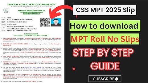 How to download MPT Roll No Slip || Step by Step guide || Download CSS MPT Roll no slips