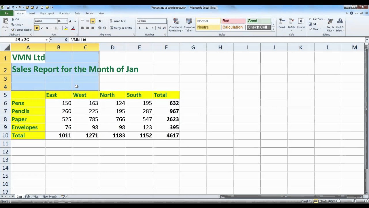 Protecting a Worksheet on Excel 2010 - YouTube