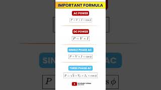 Power Formula for Different Types of Current ⚡|| #new #shorts #formula #physics #exam #electrical