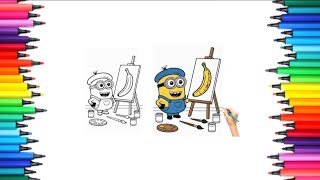 Cute Minion Drawing a Banana 🍌🎨 | Easy Pencil Drawing and Coloring for Kid