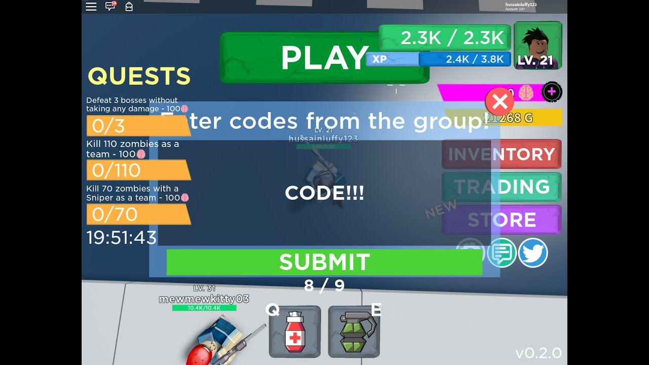 Quests Zombie Strike Beta Code - best codes for zombie strike simulator new quests update roblox