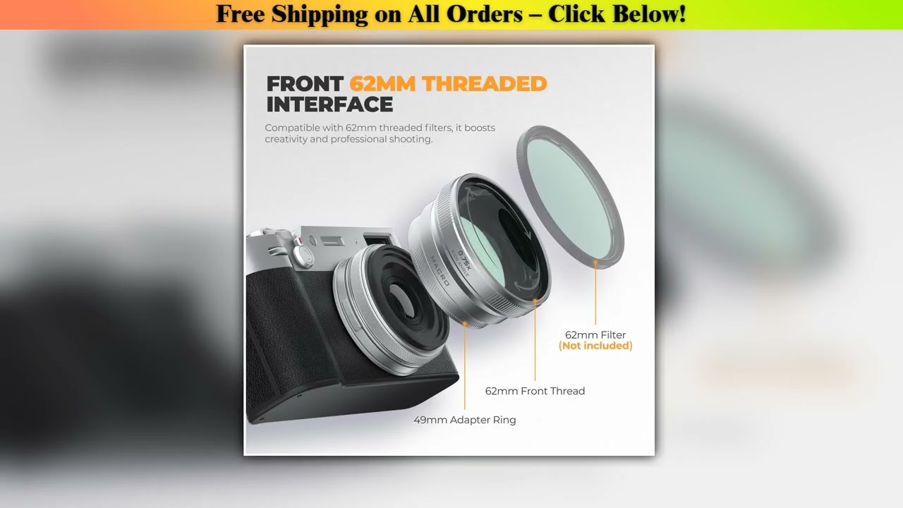 Freewell New Style 2-in-1 Macro Wide Angle Camera Lens for Fuji X100VI and X100V Fujifilm Cameras