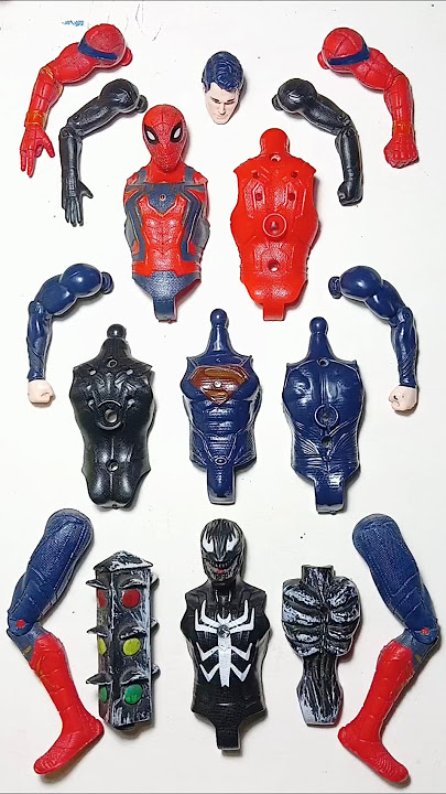 Avengers Superhero Action Figures, Spider-Man Vs Superman Vs Venom Vs Sirenhead. #avengers #shorts
