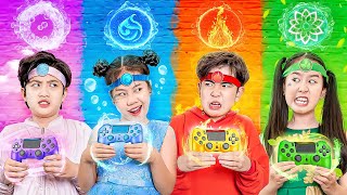 Four Elements: Fire, Water, Air & Earth Unite To Win The Game - Funny Stories About Baby Doll Family