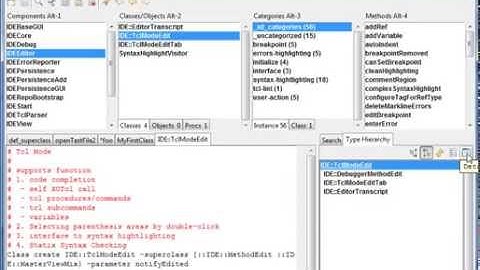 tclsqueak tutorial part 4 -  IDE for object oriented Tcl - searching and code completion