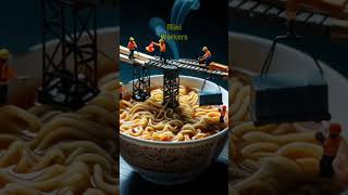 Ramen Rescue! Tiny Workers vs. Giant Noodle Bowl | #ai #aivideo #food #giant #giantfood #miniature