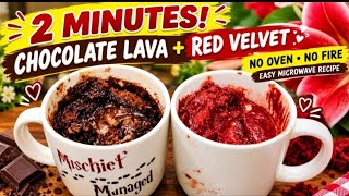 2 Minutes Chocolate Lava & Red Velvet Mug Cake. | No Oven No Fire | Easy Microwave Recipe screenshot 4