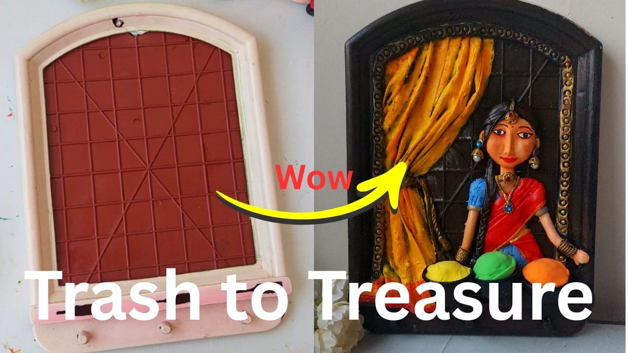 Turning an Old Mirror Frame into Stunning Clay Wall Art | DIY Relief Art Homedecor