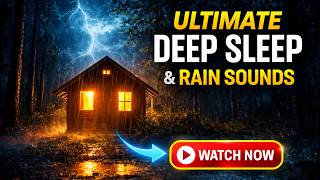 Cabin in the Rainy Forest with Rain falling on Rooftop | Cozy Ambience for Sleep and Concentration