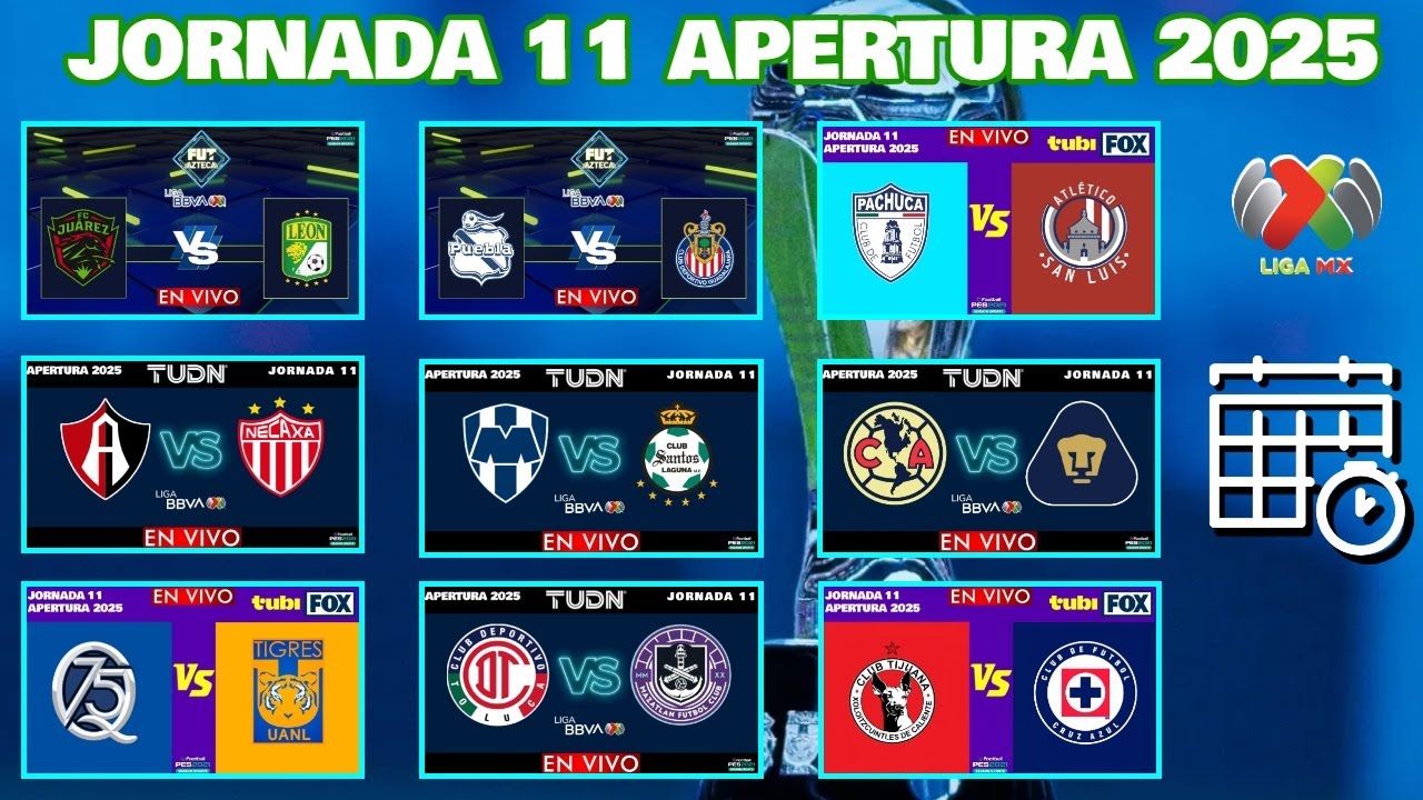 Horarios y canales para ver la Jornada 11 Liga MX 2025 - YouTube