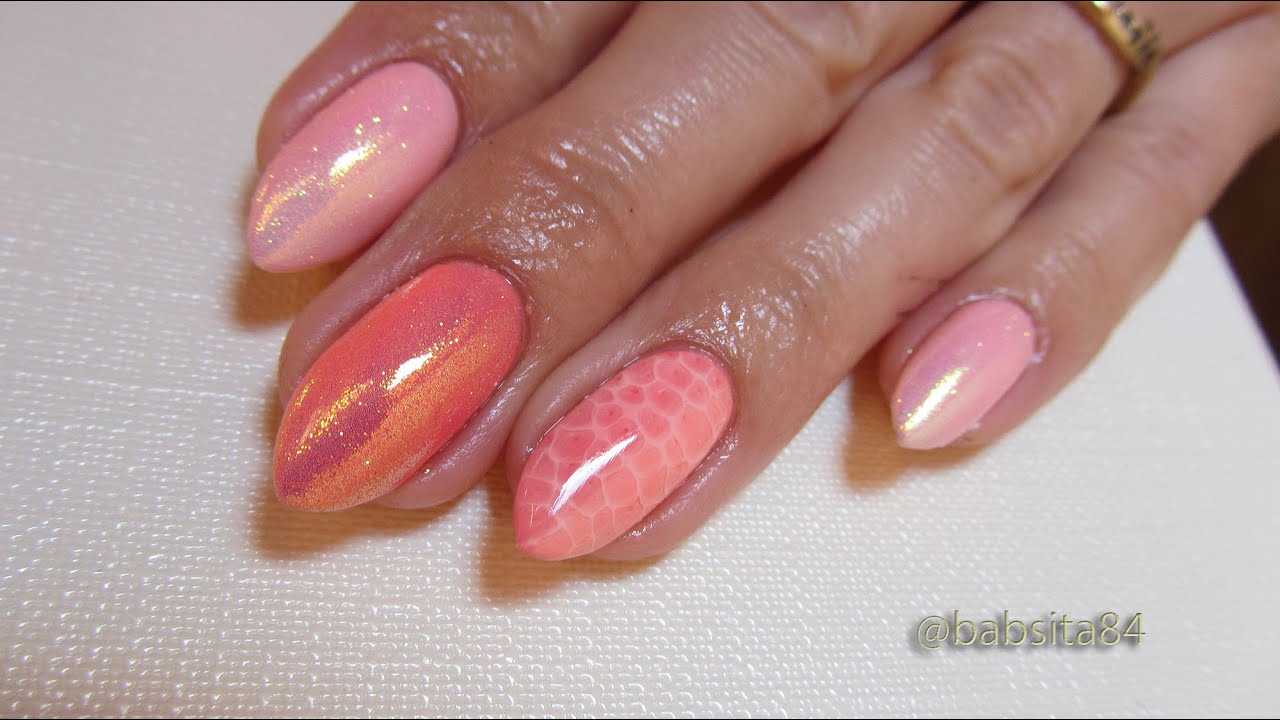 Hybrydy: Snake Skin, Syrenka, Ombre Manicure - Semilac 130, 033, 132 - Basevehei