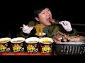 미니 화로에 구운 양갈비와 마라탕 컵라면! (Frenched Lamb rack &  Malatang instant cup) 요리&먹방!! - Mukbang eating show