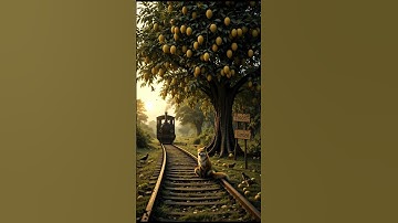 A fox plants a mango tree on the railway track  #ai #pigeon #tree