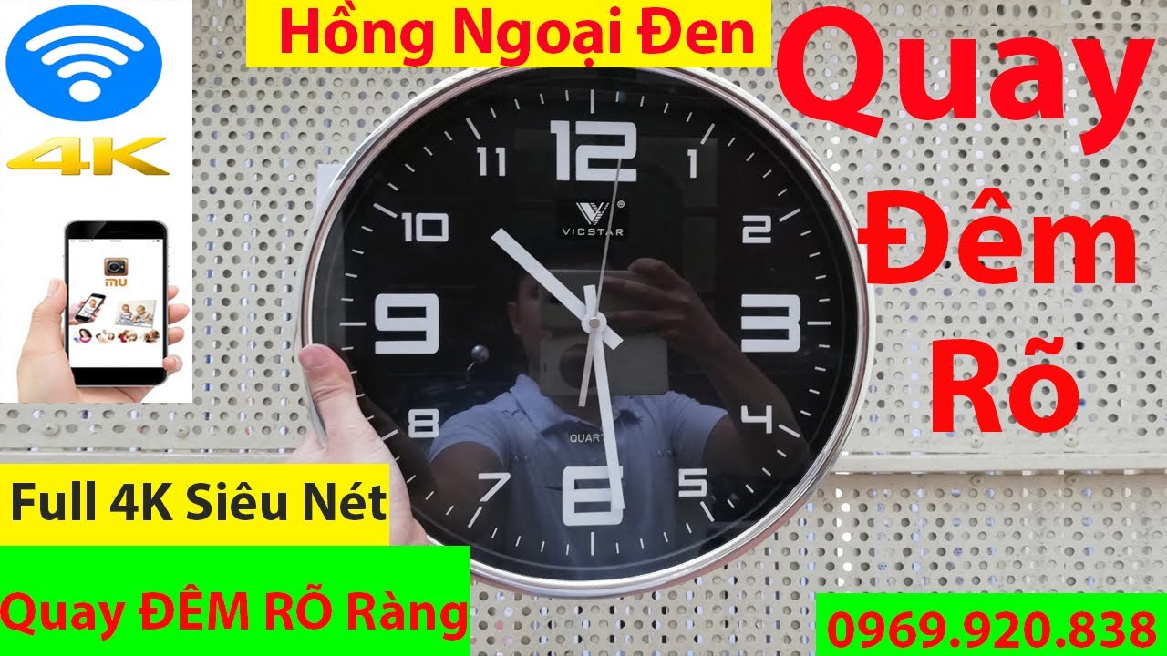 Camera Ngụy Trang Đồng Hồ Treo Tường  Full 4K, QUAY ĐÊM RÕ NÉT