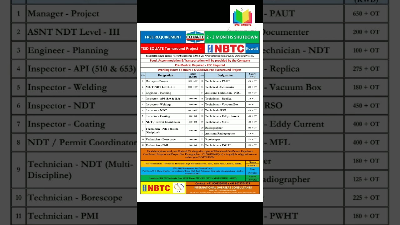LARGE VACCANCY# NDT HELPER/ASSISTANT